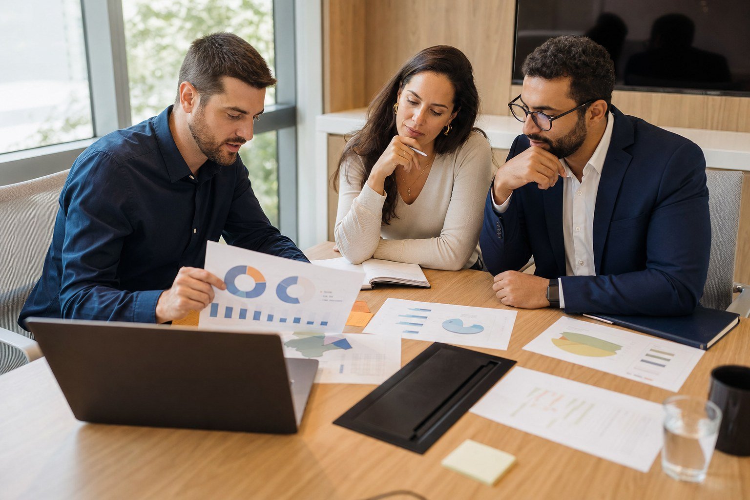 Equipe de qualidade analisando indicadores de melhoria contínua